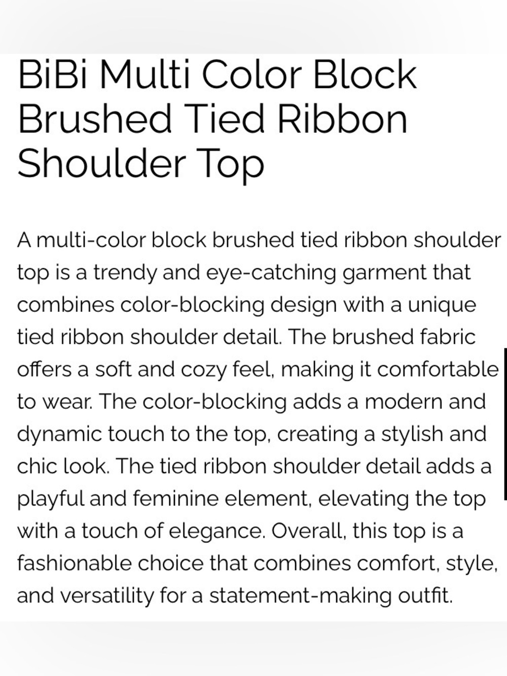 BIBI Multi Color Block Brushed Tied Ribbon Top - Picture 4 of 12